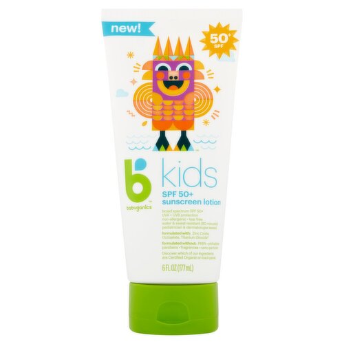 Babyganics Kids Sunscreen Lotion, SPF 50+, 6 fl oz