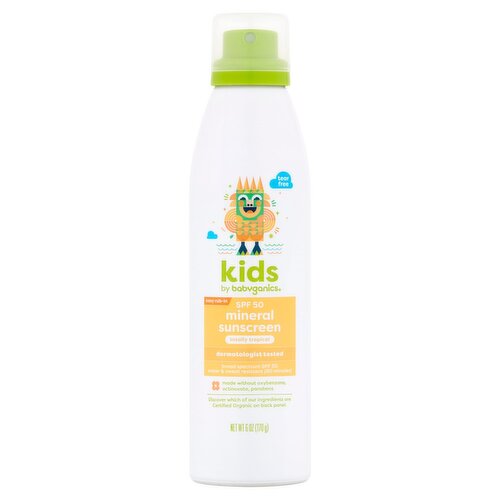 Babyganics Kids Broad Spectrum Mineral Sunscreen Spray, SPF 50, 6 oz