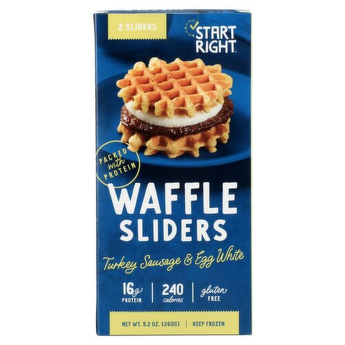 Start Right Turkey Sausage & Egg White Waffle Sliders, 2 count, 9.2 oz