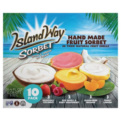 Island Way Sorbet Fruity Shells, 10 count, 34.4 fl oz