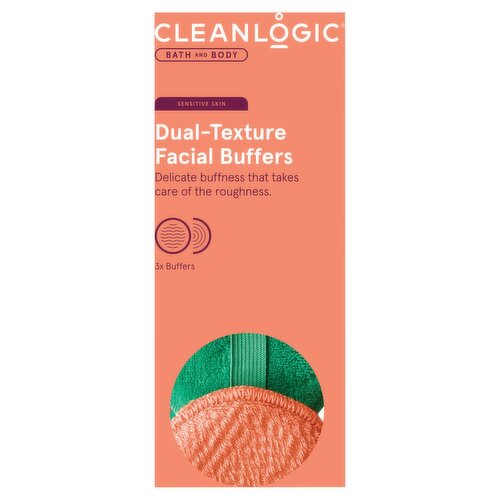 Cleanlogic Bath and Body Sensitive Skin Dual-Texture Facial Buffers, 3 count