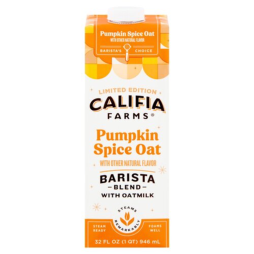 Califia Farms Pumpkin Spice Oat Barista Blend with Oatmilk Limited Edition, 32 fl oz