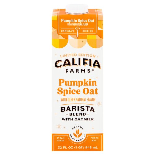 Califia Farms Pumpkin Spice Oat Barista Blend with Oatmilk Limited Edition, 32 fl oz