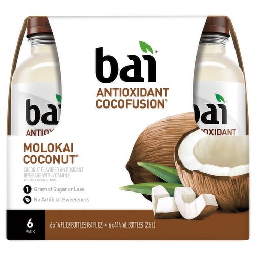 Bai Antioxidant Cocofusion Molokai Coconut Antioxidant Beverage, 14 fl oz, 6 count