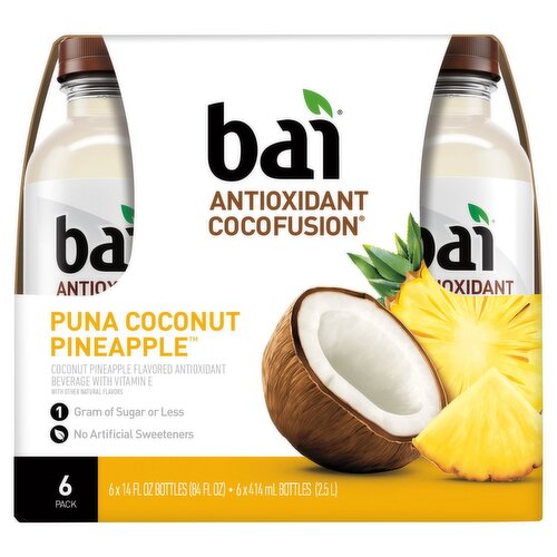 Bai Antioxidant Cocofusion Puna Coconut Pineapple Antioxidant Beverage, 14 fl oz, 6 count