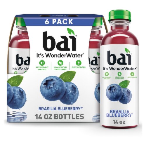 Bai It's Wonderwater Brasilia Blueberry Flavored Antioxidant Beverage, 14 fl oz, 6 count