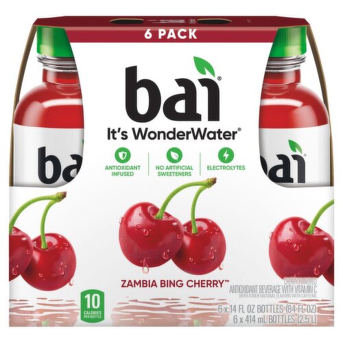 Bai It's WonderWater Zambia Bing Cherry Flavored Antioxidant Beverage, 14 fl oz, 6 count