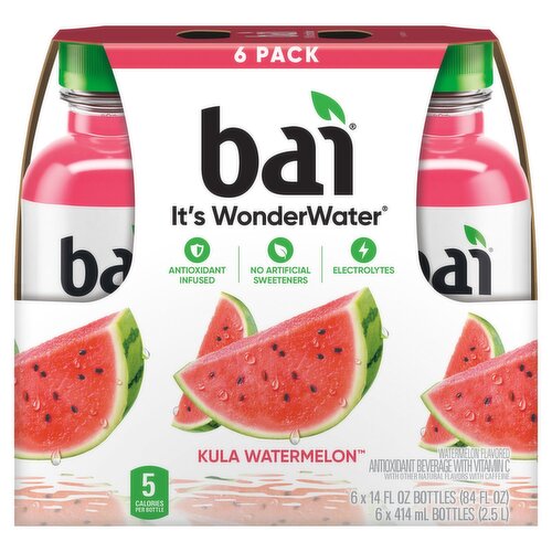 Bai It's WonderWater Kula Watermelon Flavored Antioxidant Beverage, 14 fl oz , 6 count