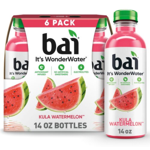 Bai It's WonderWater Kula Watermelon Flavored Antioxidant Beverage, 14 fl oz , 6 count