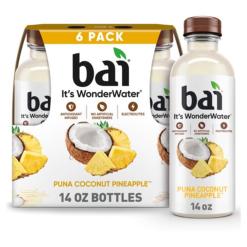 Bai It's WonderWater Puna Coconut Pineapple Flavored Antioxidant Beverage, 14 fl oz, 6 count