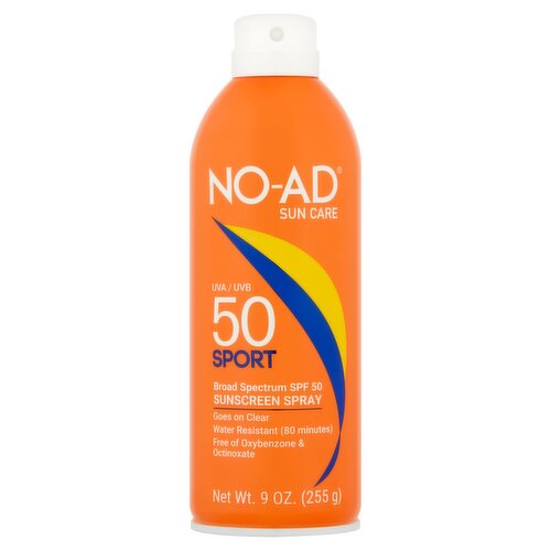 NO-AD Sun Care Sport Broad Spectrum Sunscreen Spray, SPF 50, 9 oz