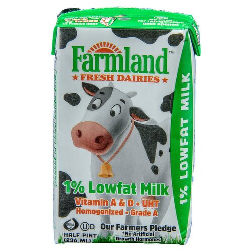 Farmland Fresh Dairies 1% Lowfat Milk, half pint