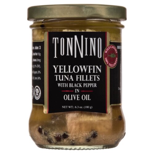 Tonnino Yellowfin Tuna Fillets with Black Pepper in Olive Oil, 6.3 oz
