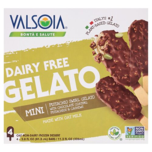 Valsoia Bontà e Salute Dairy Free Gelato Mini Oat Non-Dairy Frozen Dessert, 2.8 fl oz, 4 count