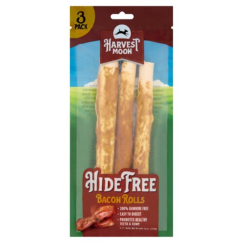 Harvest Moon Hide Free 8-9" Bacon Rolls Dog Chews, 3 count, 7.6 oz