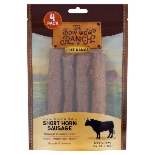 The Bow Wow Ranch Free Range Short Horn Sausage Dog Chews, 4 count, 4.2 oz