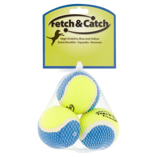 Fetch & Catch Tennis Ball Dog Toy, 3 count