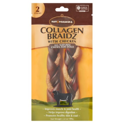 Ruff & Whiskerz Collagen Braidz with Chicken Chews for Dogs, 2 count, 2.8 oz