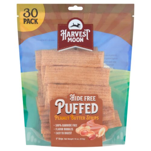 Harvest Moon Hide Free Puffed Peanut Butter Strips, 30 count, 18 oz