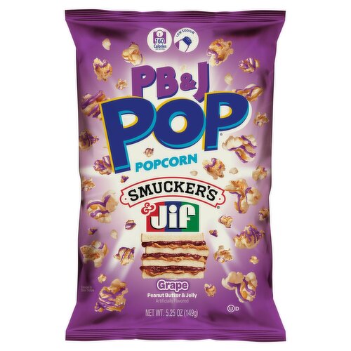 PB&J Pop Smucker's & Jif Grape Peanut Butter & Jelly Popcorn, 5.25 oz