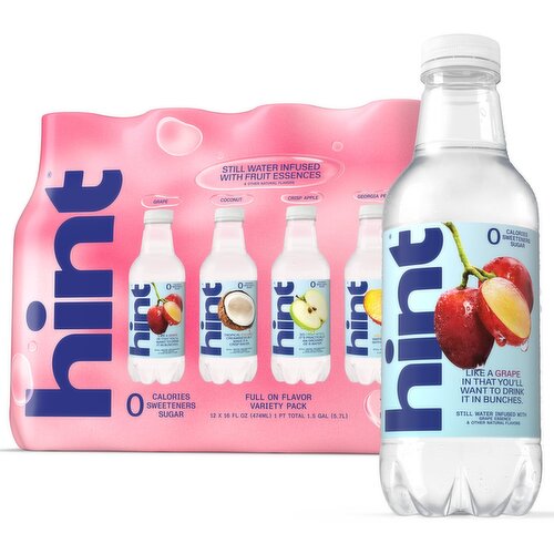 Hint Full on Flavor Still Water Variety Pack, 16 fl oz, 12 count