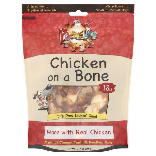 Poochie Chicken on a Bone Dog Treats, 18 count, 6.17 oz