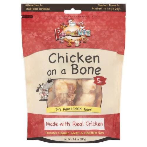 Poochie Chicken on a Bone Dog Treats, 5 count, 7.9 oz