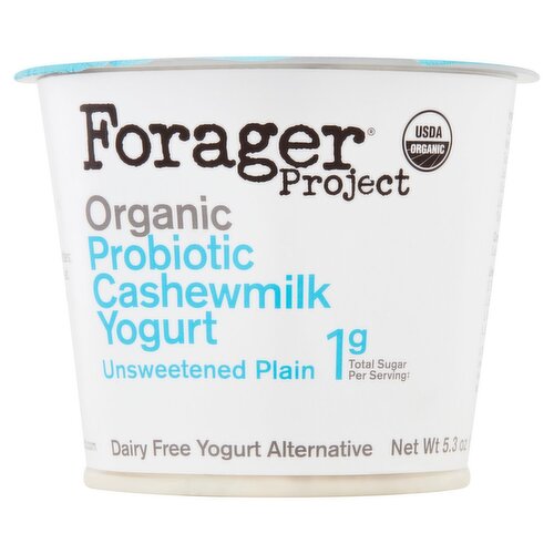 Forager Project Organic Unsweetened Plain Probiotic Cashewmilk Dairy Free Yogurt Alternative, 5.3 oz