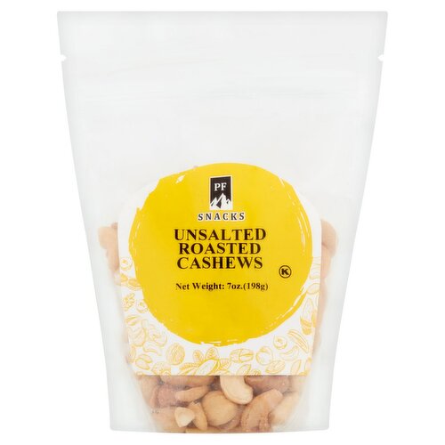 PF Snacks Unsalted Roasted Cashews, 7 oz