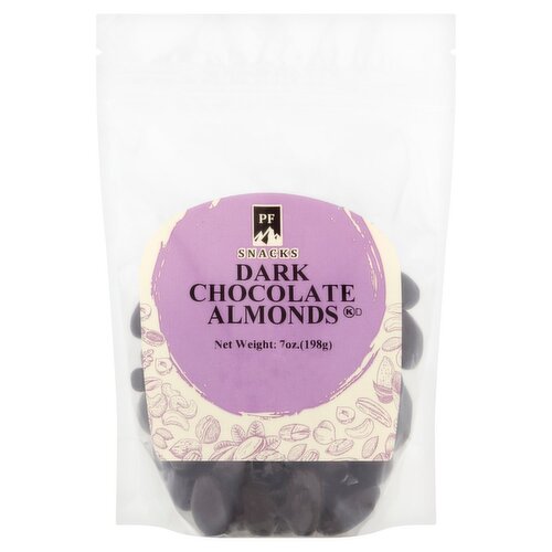 PF Snacks Dark Chocolate Almonds, 7 oz