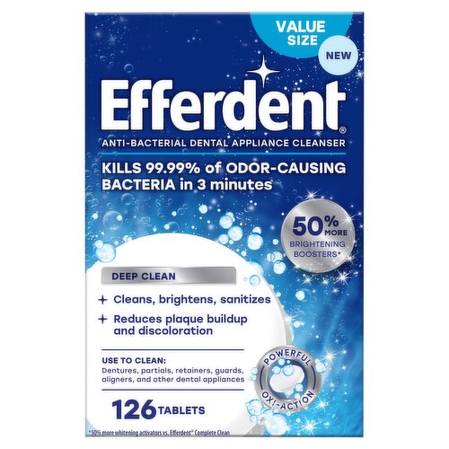 Efferdent Anti-Bacterial Dental Appliance Deep Clean Tablets Value Size, 126 count