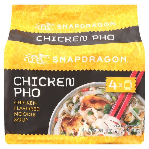 Snapdragon Chicken Pho Flavored Noodle Soup, 2.1 oz, 4 count