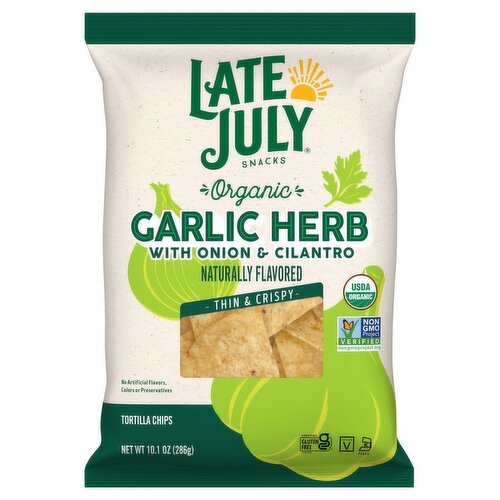 Late July Snacks Organic Garlic Herb with Onion & Cilantro Tortilla Chips, 10.1 oz