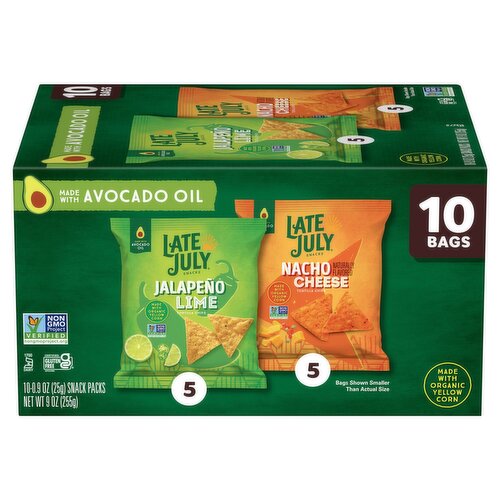 Late July Snacks Tortilla Chips, 0.9 oz, 10 count