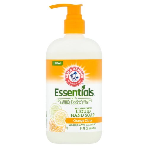 Arm & Hammer Essentials Orange Citrus Kitchen Fresh Liquid Hand Soap, 14 fl oz