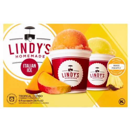 Lindy's Homemade Tropical Combo Italian Ice, 6 fl oz, 6 count