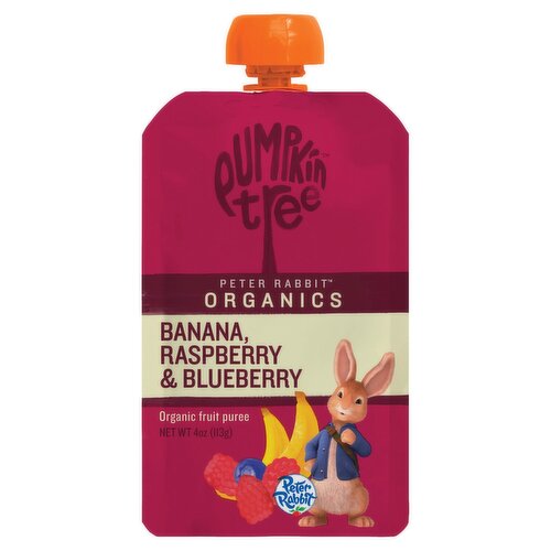 Pumpkin Tree Peter Rabbit Organics Banana, Raspberry & Blueberry Organic Fruit Puree, 4 oz