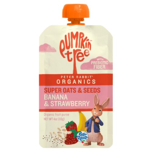 Pumpkin Tree Peter Rabbit Organics Banana & Strawberry Organic Fruit, Oats & Seeds Puree, 4 oz