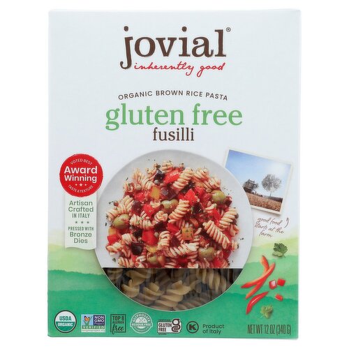 Jovial 100% Organic Brown Rice Fusilli Gluten Free Pasta, 12 oz