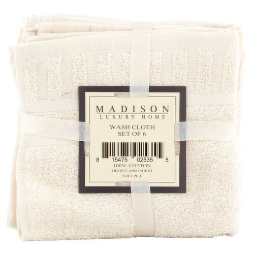 Madison Luxury Home Wash Cloth, 6 count