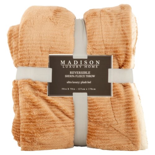 Madison Luxury Home Reversible Sherpa Fleece Throw