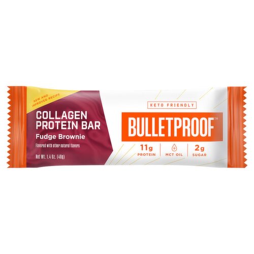Bulletproof Fudge Brownie Collagen Protein Bar, 16.9 oz, 12 count