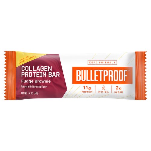 Bulletproof Fudge Brownie Collagen Protein Bar, 16.9 oz, 12 count