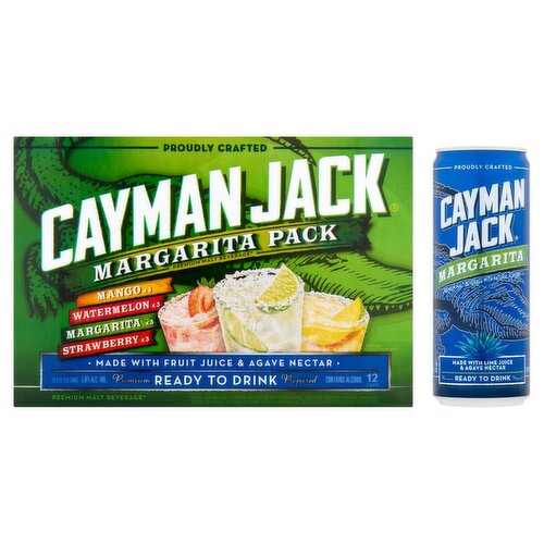 Cayman Jack Margarita Pack Premium Malt Beverage, 12 fl oz, 12 count