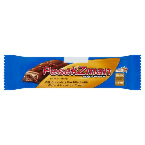 Elite Pesek Zman Big Bite Milk Chocolate Bar Filled with Wafer & Hazelnut Cream, 1.83 oz