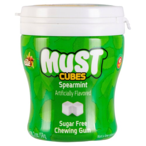 Elite Must Cubes Spearmint Flavored Sugar Free Chewing Gum, 2 oz