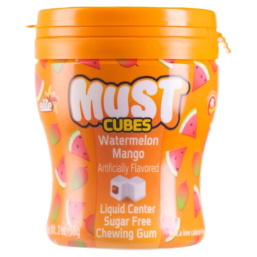 Elite Must Cubes Watermelon Mango Liquid Center Sugar Free Chewing Gum, 2 oz