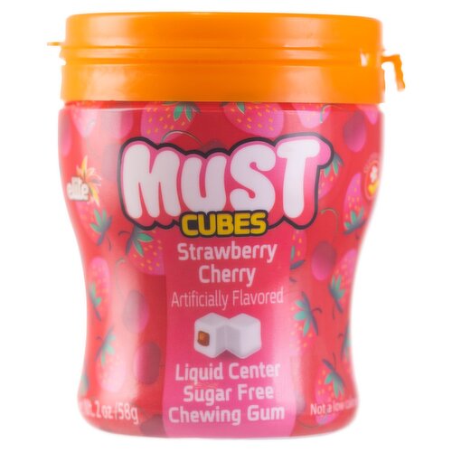 Elite Must Cubes Strawberry-Cherry Liquid Center Sugar Free Chewing Gum, 2 oz