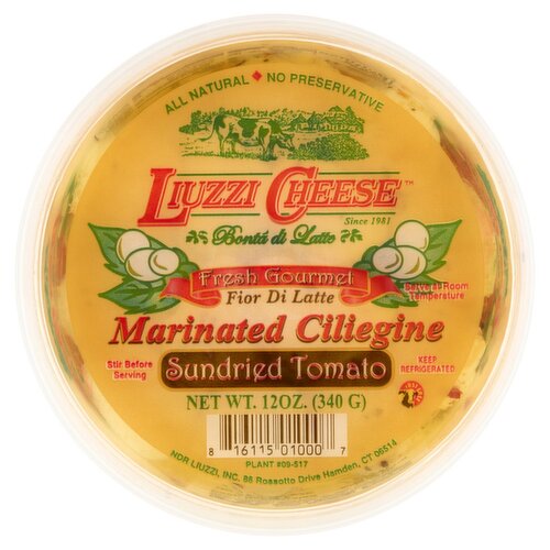 Liuzzi Cheese Marinated Cilieging Sundried Tomato, 12 oz