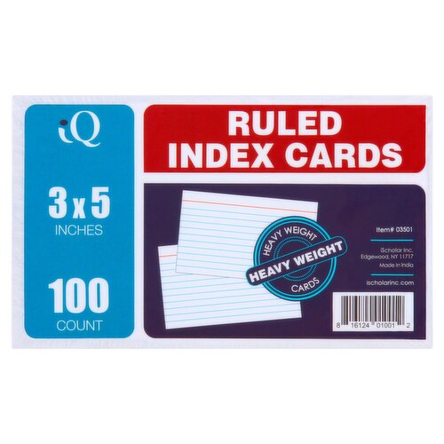 iQ Ruled Index Cards, 100 count